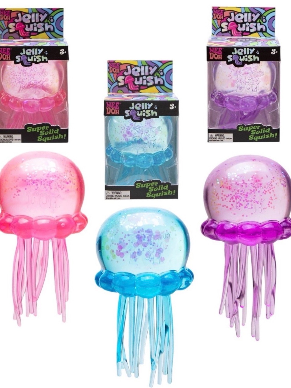 Authentic NeeDoh Jelly Squish Jellyfish HOT PINK Full Size NIB Rare Schylling